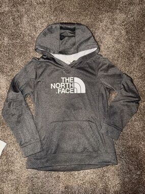 The North Face Gray Hooded Sweatshirt with White Logo